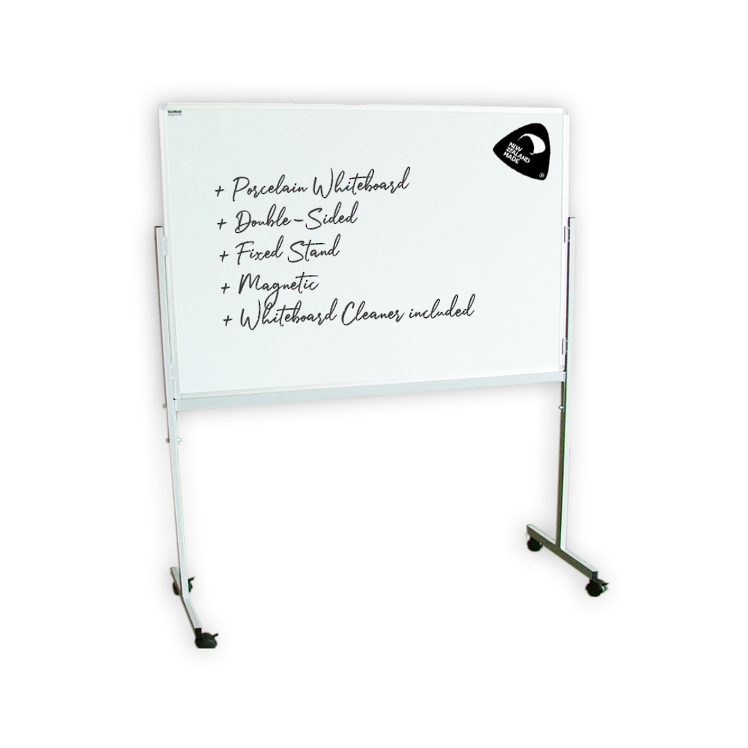 PORCELAIN WHITEBOARD + FIXED MOBILE STAND | Double Sided image 1